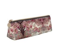 WXWJSHMGC Spring Cherry Blossoms Print Leather Pencil Case,Fountain Pen Case,Personalised Portable Big Capacity Study Pencil Case for Secondary School Girls Boys