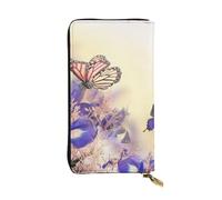 WXWJSHMGC Spring Flowers Butterfly Print Fashion Long Wallet Shopping Clutch Purse Pu Leather Handbags for Ladies,Men's Wallets