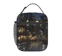 WXWJSHMGC Steampunk Street Print Lunch Bag,Reusable and Waterproof Lunchbox, Insulated Lunchbag with Mesh Bag for School, Travel, Picnic