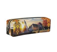 WXWJSHMGC Strasbourg Sundown Print Leather Pencil Case Simple,with Metallic Zipper Pocket,Storage Pouch for Girls Boys Student College Middle School