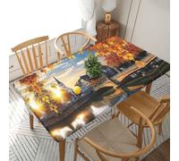 WXWJSHMGC Strasbourg Sundown Rectangular Tablecloth Table,Fitted Elastic Edged Waterproof Table Cloth For Dinning Room Outdoor Patio Party (5ft 152x76cm)