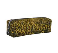 WXWJSHMGC Sun Sunflower Print Leather Pencil Case Simple,with Metallic Zipper Pocket,Storage Pouch for Girls Boys Student College Middle School
