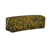 WXWJSHMGC Sun Sunflower Print Leather Pencil Case Simple,with Metallic Zipper Pocket,Storage Pouch for Girls Boys Student College Middle School