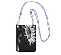 WXWJSHMGC Sunflower Black Grey Print Mini Crossbody Phone Bag - Ladies Purse for Mobile and Smart Phones