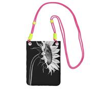 WXWJSHMGC Sunflower Black Grey Print Mini Crossbody Phone Bag - Ladies Purse for Mobile and Smart Phones