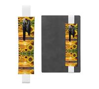WXWJSHMGC Sunflower Field Print 2pcs Adjustable Elastic Band Pen Holder Pu Leather Pen Sleeve Pouch for Hardcover Journals, Notebooks for Back to School Gift
