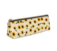 WXWJSHMGC Sunflower Pattern Print Leather Pencil Case,Fountain Pen Case,Personalised Portable Big Capacity Study Pencil Case for Secondary School Girls Boys