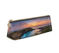 WXWJSHMGC Sunrise Over Hanauma Bay Oahu Hawaii Print Leather Pencil Case,Fountain Pen Case,Personalised Portable Big Capacity Study Pencil Case for Secondary School Girls Boys