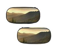 WXWJSHMGC Sunrise Print Pencil Bag Large Pouch Bag with 3 Compartments Pen Case Card Coin Holder for Boys Girls School Stationery