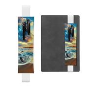 WXWJSHMGC Sunset Beach Print 2pcs Adjustable Elastic Band Pen Holder Pu Leather Pen Sleeve Pouch for Hardcover Journals, Notebooks for Back to School Gift