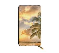 WXWJSHMGC Sunset Hawaiian Palm Tree Print Fashion Long Wallet Shopping Clutch Purse Pu Leather Handbags for Ladies,Men's Wallets