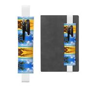 WXWJSHMGC Sunset Palm Print 2pcs Adjustable Elastic Band Pen Holder Pu Leather Pen Sleeve Pouch for Hardcover Journals, Notebooks for Back to School Gift