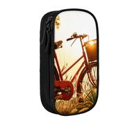 WXWJSHMGC Sunset Rural View Print Large Capacity Double Layer Pencil Case with Zipper â€“ Durable Fabric School Pouch for Pens,â€“ Ideal for Students