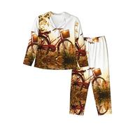 WXWJSHMGC Sunset Rural View Print Long Sleeve Long Pants Pajamas For Women Women'S Pajama Sets 2-Piece Cozy Lounge Sets Housecoat Black