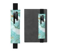 WXWJSHMGC Teal and Gold Marble Print 2pcs Adjustable Elastic Band Pen Holder Pu Leather Pen Sleeve Pouch for Hardcover Journals, Notebooks for Back to School Gift