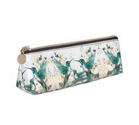 WXWJSHMGC Teal Birds Musical Note Print Leather Pencil Case,Fountain Pen Case,Personalised Portable Big Capacity Study Pencil Case for Secondary School Girls Boys