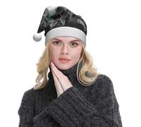 WXWJSHMGC Teal Gray Rose Print Plush Christmas Hat Unisex Xmas Holiday Hat For Christmas New Year Festive Holiday Partyï¼ˆ2pcs