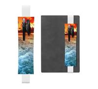 WXWJSHMGC The Beach Sunset Print 2pcs Adjustable Elastic Band Pen Holder Pu Leather Pen Sleeve Pouch for Hardcover Journals, Notebooks for Back to School Gift