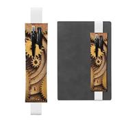 WXWJSHMGC The Clocks Theme Gears Print 2pcs Adjustable Elastic Band Pen Holder Pu Leather Pen Sleeve Pouch for Hardcover Journals, Notebooks for Back to School Gift