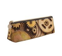 WXWJSHMGC The Clocks Theme Gears Print Leather Pencil Case,Fountain Pen Case,Personalised Portable Big Capacity Study Pencil Case for Secondary School Girls Boys