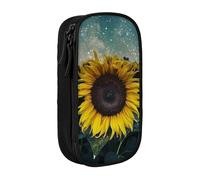 WXWJSHMGC The Most Beautiful Sunflower Print Large Capacity Double Layer Pencil Case with Zipper â€“ Durable Fabric School Pouch for Pens,â€“ Ideal for Students