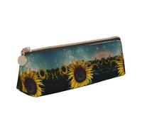 WXWJSHMGC The Most Beautiful Sunflower Print Leather Pencil Case,Fountain Pen Case,Personalised Portable Big Capacity Study Pencil Case for Secondary School Girls Boys