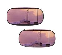 WXWJSHMGC The Mumbai Filmcity Tours Print Pencil Bag Large Pouch Bag with 3 Compartments Pen Case Card Coin Holder for Boys Girls School Stationery