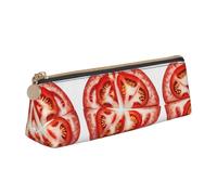 WXWJSHMGC Tomato Slice Print Leather Pencil Case,Fountain Pen Case,Personalised Portable Big Capacity Study Pencil Case for Secondary School Girls Boys