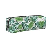 WXWJSHMGC Transparent Palm Leaf Pattern Print Leather Pencil Case Simple,with Metallic Zipper Pocket,Storage Pouch for Girls Boys Student College Middle School