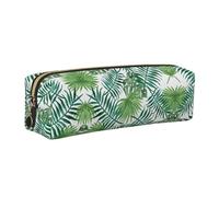 WXWJSHMGC Transparent Palm Leaf Pattern Print Leather Pencil Case Simple,with Metallic Zipper Pocket,Storage Pouch for Girls Boys Student College Middle School