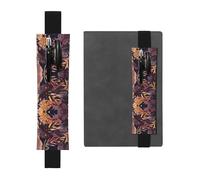 WXWJSHMGC Tropical Flower Pattern Print 2pcs Adjustable Elastic Band Pen Holder Pu Leather Pen Sleeve Pouch for Hardcover Journals, Notebooks for Back to School Gift