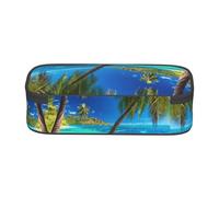 WXWJSHMGC Tropical Island Print Pencil Case - Cute Pencil Case with Zip Closure Large Pencil Box for Student