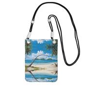 WXWJSHMGC Tropical Palm Tree Hawaii Beach Print Mini Crossbody Phone Bag - Ladies Purse for Mobile and Smart Phones