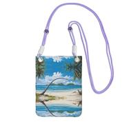 WXWJSHMGC Tropical Palm Tree Hawaii Beach Print Mini Crossbody Phone Bag - Ladies Purse for Mobile and Smart Phones