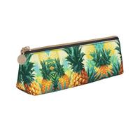 WXWJSHMGC Tropical Pineapple Print Leather Pencil Case,Fountain Pen Case,Personalised Portable Big Capacity Study Pencil Case for Secondary School Girls Boys