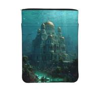 WXWJSHMGC Underwater Palace Print Book Cover with Zipper,Waterproof Book Sleeve Pouch with Front Pocket, Book Protector for Paperbacks,Multifunctional Storage Bag for Hardcovers
