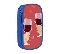 WXWJSHMGC Valentine's Day Toasting Wine Glasses Wedding Print Large Capacity Double Layer Pencil Case with Zipper â€“ Durable Fabric School Pouch for Pens,â€“ Ideal for Students