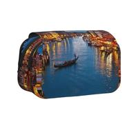 WXWJSHMGC Venice Night Print Pen Case Bag - Portable Double Layer Storage Pencil Bag for Child, Girls, Boys and Adults