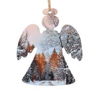 WXWJSHMGC Wandering In The Winter Light Print Christmas Bauble Christmas Tree Decorations Wooden Hanging Xmas Gifts Pendant(2pcs)