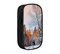 WXWJSHMGC Wandering in The Winter Light Print Large Capacity Double Layer Pencil Case with Zipper â€“ Durable Fabric School Pouch for Pens,â€“ Ideal for Students