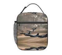 WXWJSHMGC War Plane Print Lunch Bag,Reusable and Waterproof Lunchbox, Insulated Lunchbag with Mesh Bag for School, Travel, Picnic