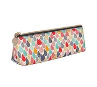WXWJSHMGC Water Drops Dots Print Leather Pencil Case,Fountain Pen Case,Personalised Portable Big Capacity Study Pencil Case for Secondary School Girls Boys