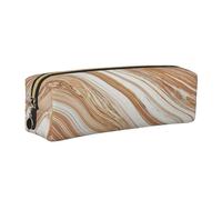 WXWJSHMGC Wavy Colored Fluid Earthen Print Leather Pencil Case Simple,with Metallic Zipper Pocket,Storage Pouch for Girls Boys Student College Middle School