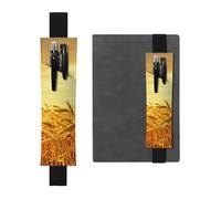 WXWJSHMGC Wheat Field Print 2pcs Adjustable Elastic Band Pen Holder Pu Leather Pen Sleeve Pouch for Hardcover Journals, Notebooks for Back to School Gift