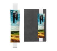 WXWJSHMGC Wheat Field Print 2pcs Adjustable Elastic Band Pen Holder Pu Leather Pen Sleeve Pouch for Hardcover Journals, Notebooks for Back to School Gift