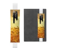 WXWJSHMGC Wheat Field Print 2pcs Adjustable Elastic Band Pen Holder Pu Leather Pen Sleeve Pouch for Hardcover Journals, Notebooks for Back to School Gift
