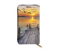 WXWJSHMGC Wild Goose by The Bridge Print Fashion Long Wallet Shopping Clutch Purse Pu Leather Handbags for Ladies,Men's Wallets