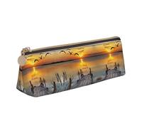 WXWJSHMGC Wild Goose by The Bridge Print Leather Pencil Case,Fountain Pen Case,Personalised Portable Big Capacity Study Pencil Case for Secondary School Girls Boys