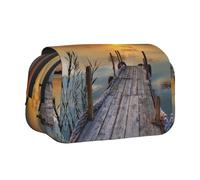 WXWJSHMGC Wild Goose by The Bridge Print Pen Case Bag - Portable Double Layer Storage Pencil Bag for Child, Girls, Boys and Adults