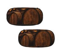 WXWJSHMGC Wine Oak Container Print Pencil Bag Large Pouch Bag with 3 Compartments Pen Case Card Coin Holder for Boys Girls School Stationery